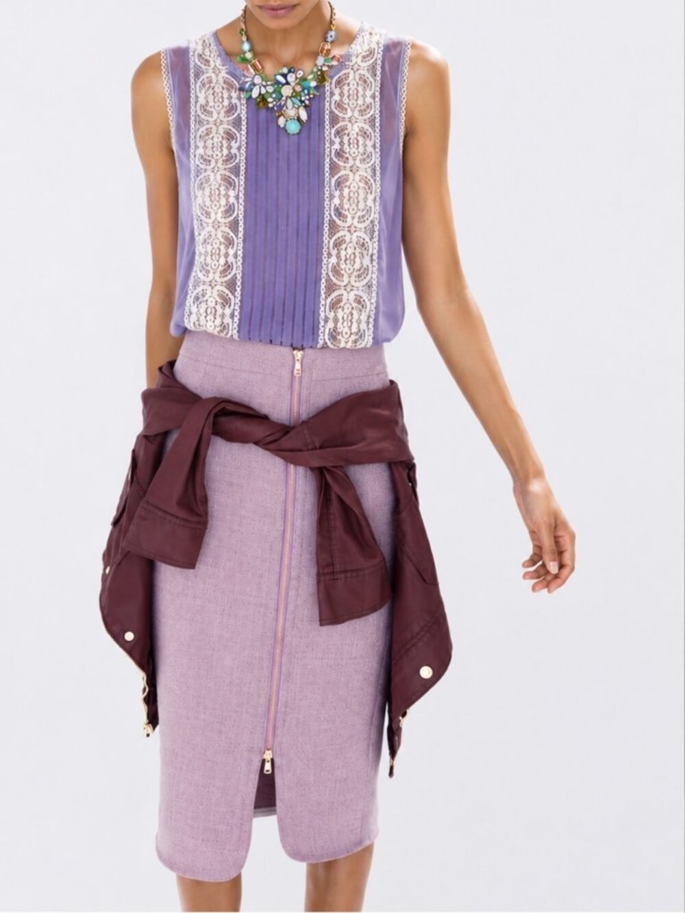BLUE TASSEL: NWOT Cotton/Silk Lavendar Lace Tank